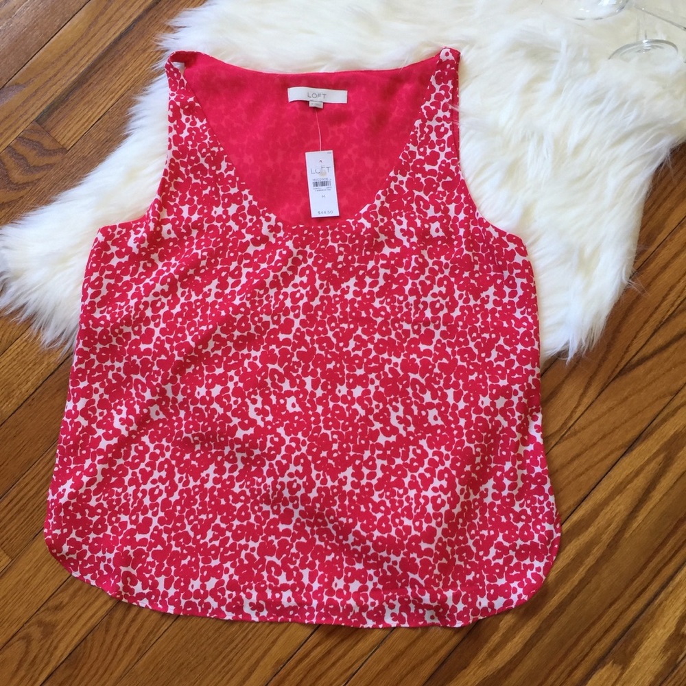 LOFT Pink Speckled Dot Shell Top